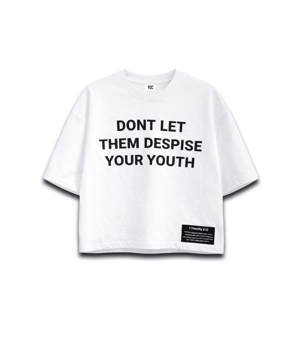 "DONT LET THEM DESPISE YOUR YOUTH" Cropped T-Shirt - WHITE
