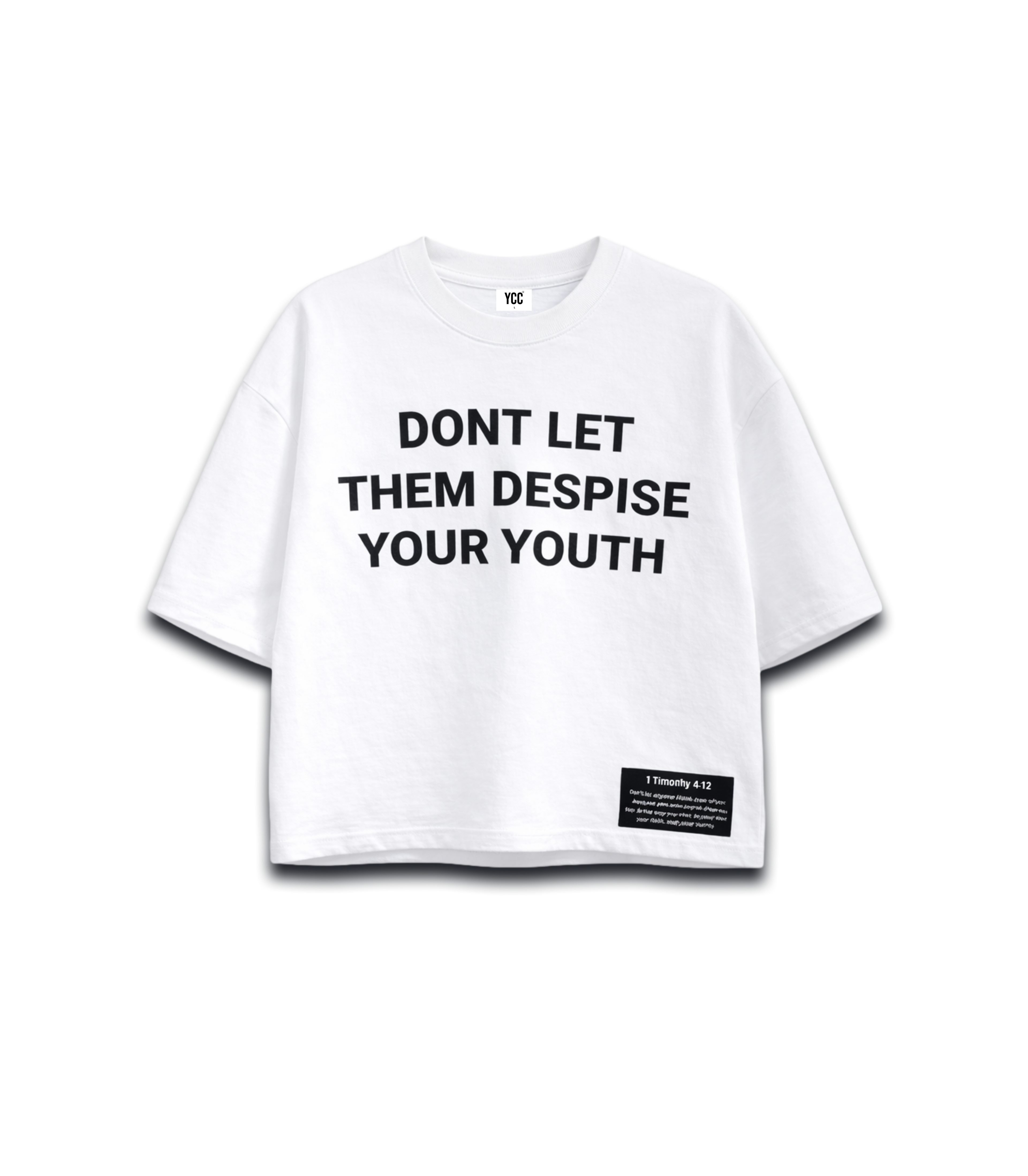 "DONT LET THEM DESPISE YOUR YOUTH" Cropped T-Shirt - WHITE